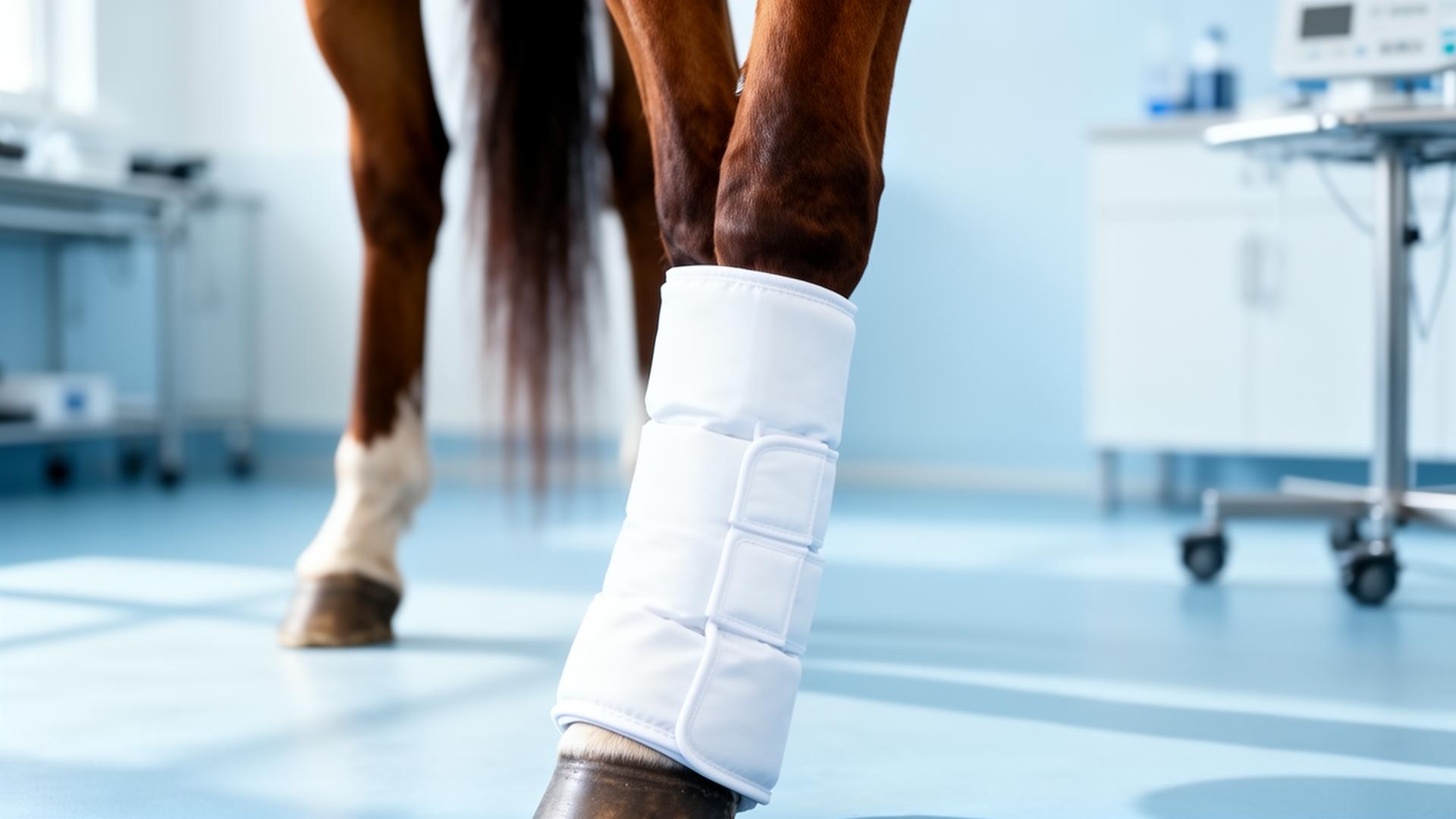 Horse leg with cryotherapy wrap